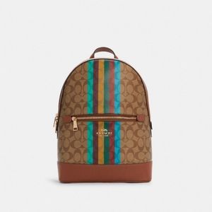 🔥🔥🔥COACH  Kenley Backpack In Signature Canvas With Color Stripes